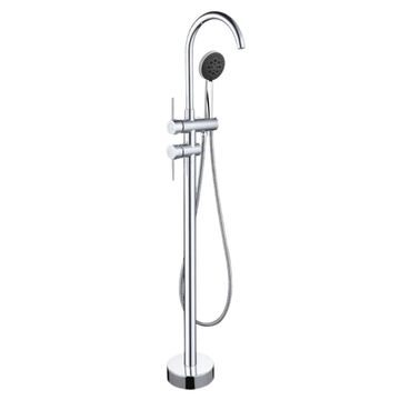 FLOOR MOUNTED BATH MIXER WITH HAND SHOWER - CHROME
