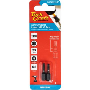 TORX TX 10 IMPACT BIT 25MM 2PC CARDED