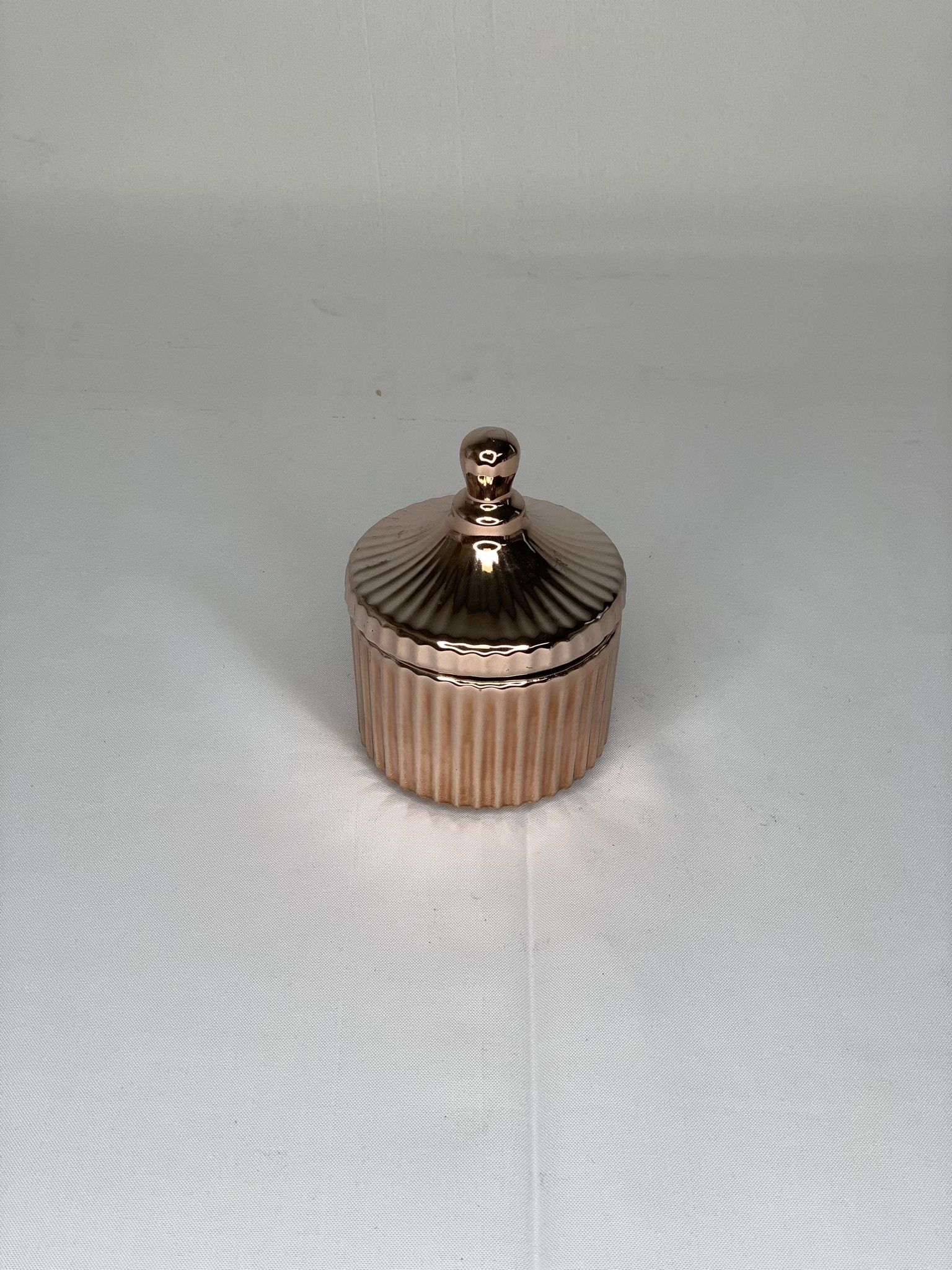 HAMMERED BUCKET WITH LID ROSEGOLD9X9X12CM