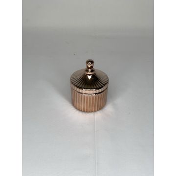 HAMMERED BUCKET WITH LID ROSEGOLD9X9X12CM