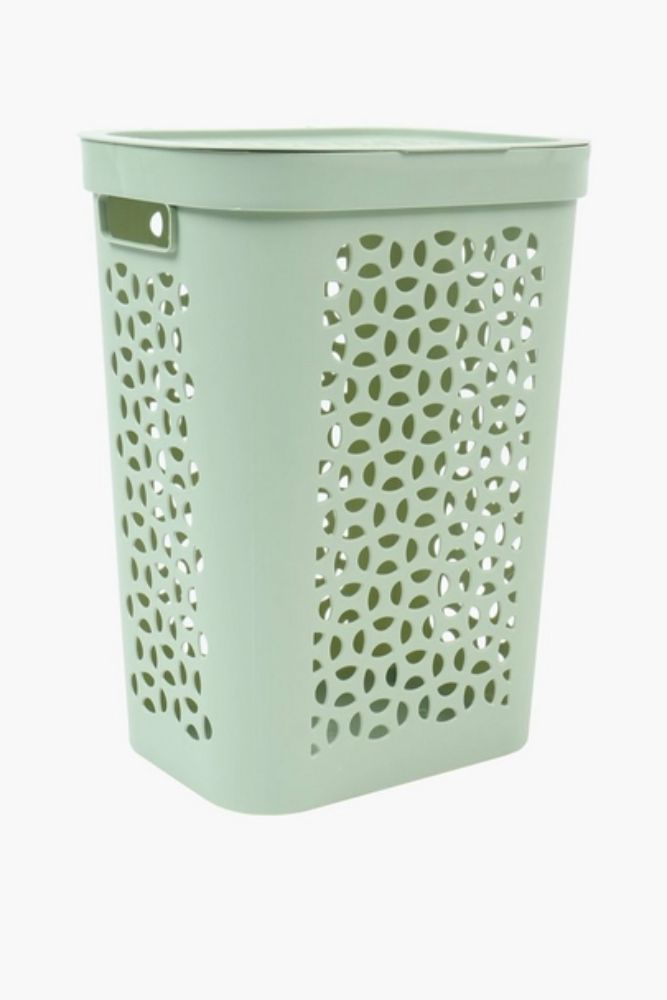 50L OTIMA SLIMLINE PLASTIC LAUNDRY BASKET WITH LID Compact & Modern Laundry Storage