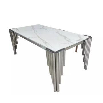 Berkley Marble Top Dinning Table -Silver