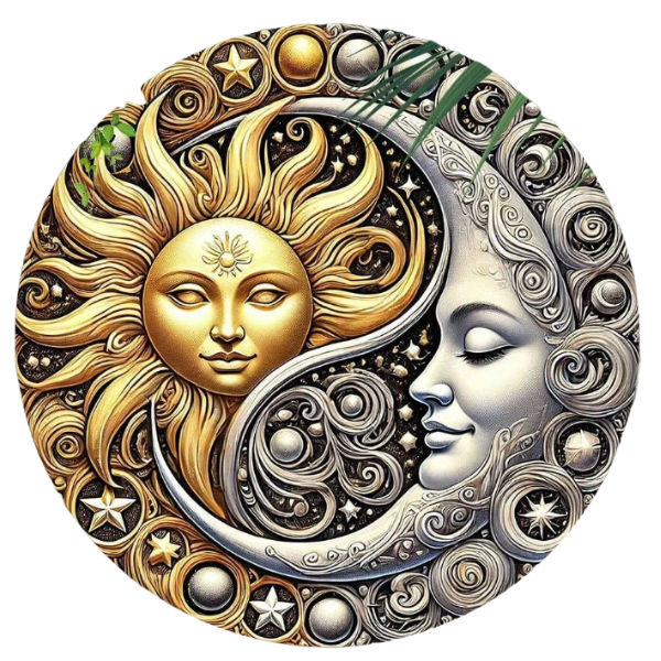 Sun and Moon Dual-Tone Metal Wall Art