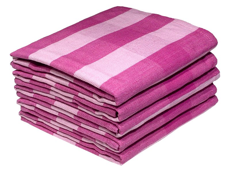 Bunty's Kitchen Towel - Design 2110 - 048x071cms - (05 Pc Pack) - Big Stripes - Pink Carnation