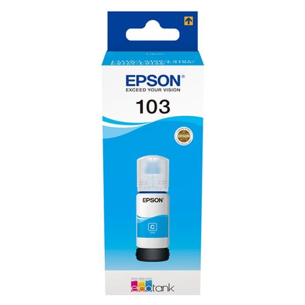 Epson 103 Ecotank Cyan Ink Bottle 65Ml - Compatible Printers Epson Ecotank L3150, Ecotank L3111, Ecotank L3110, Ecotank L1110, Retail Box , No Warranty