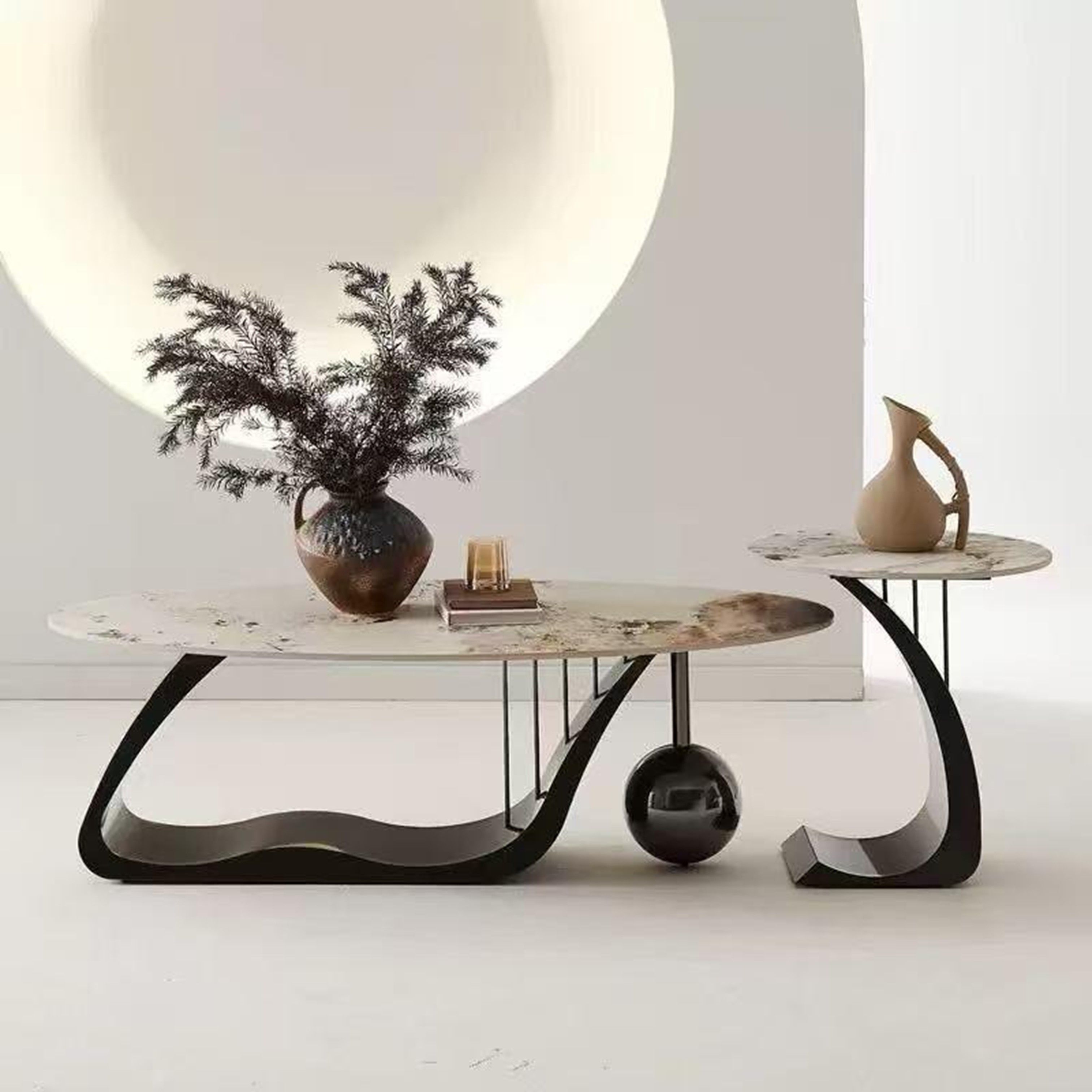 Madiega Furniture - Wave Marble Accent Table