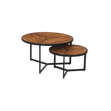 Vea Set of 2 Solid Wood Coffee Table  70/50cm - Magnolia Rustic