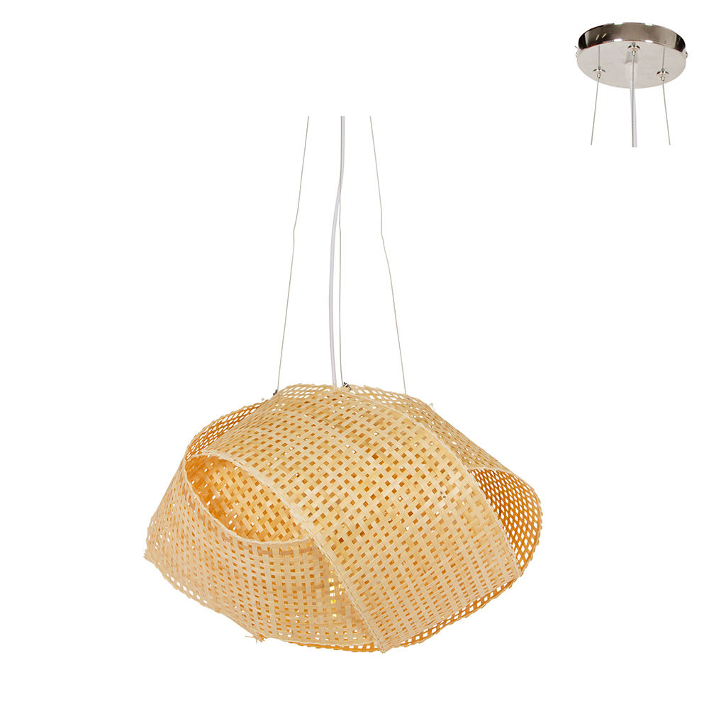 Neda 350 - Pendant - E27 1x60w - Nature Woven Bamboo
