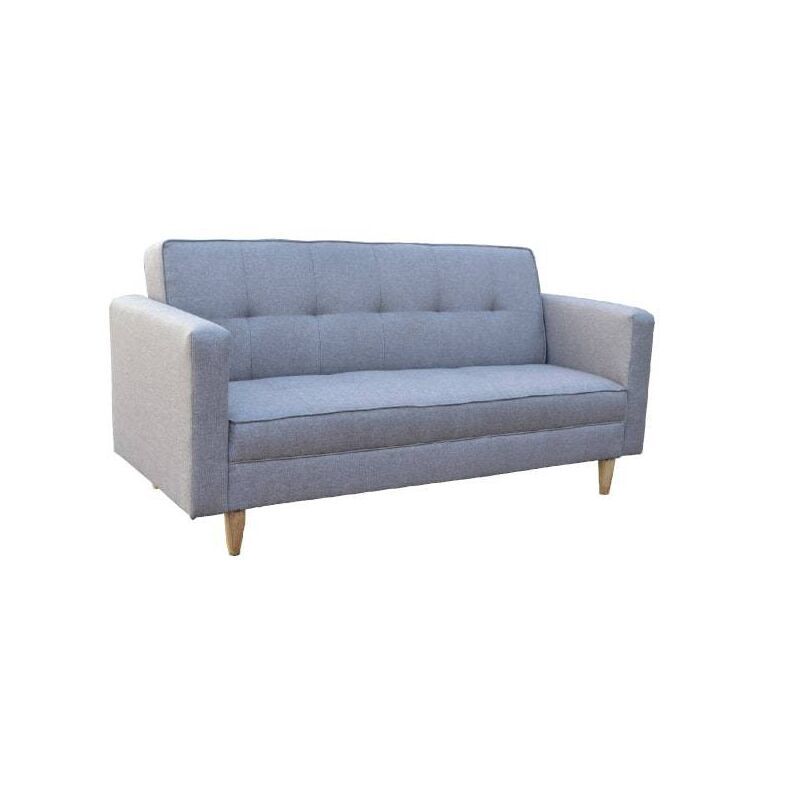 Sleeper Couch – Grey tapestry – Narrow Arms – Wooden Legs