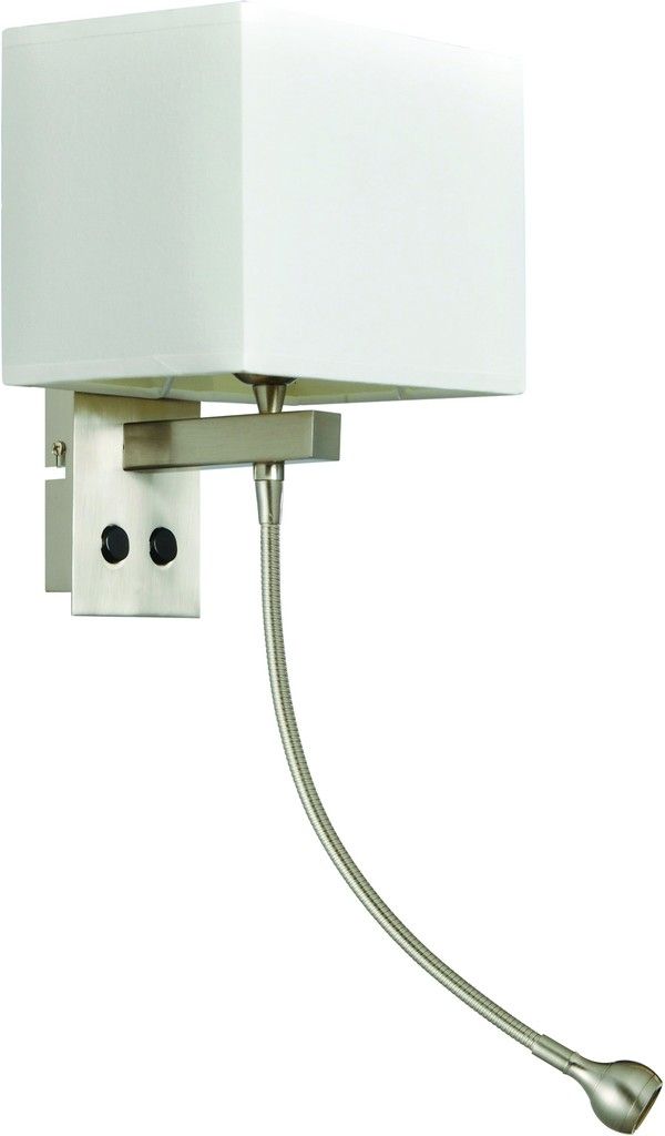 230VAC 1x40W E27 / 3W LED Wall Light Satin Nickle