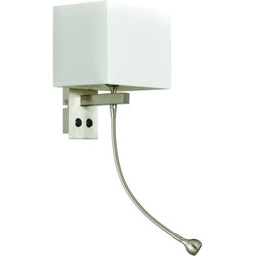 230VAC 1x40W E27 / 3W LED Wall Light Satin Nickle
