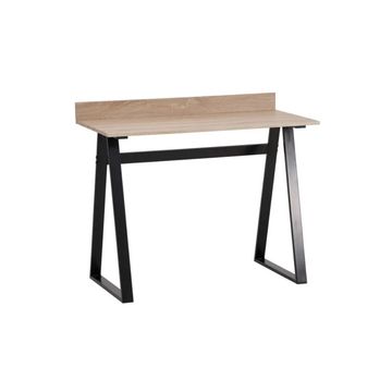 Compact Home Office Desk – Wooden Study & Computer Desk with Oak Top & Black Frame