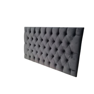 Wall mount Button Headboard- Velvet Material -King -Dark Grey