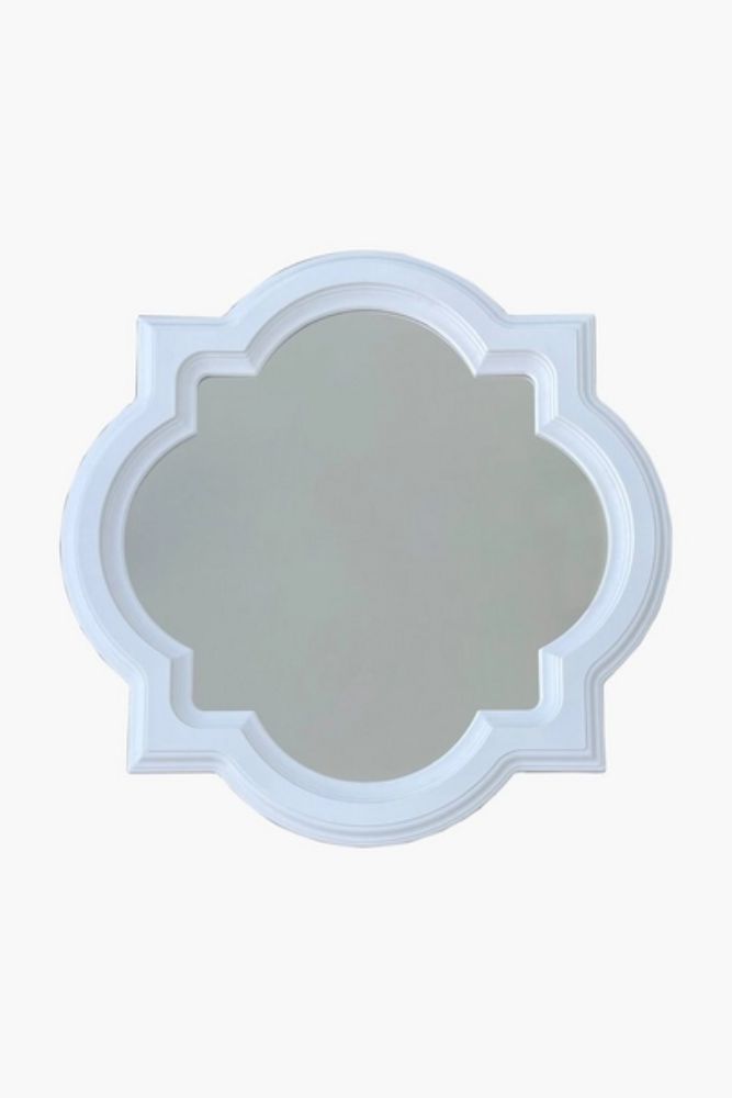 Fleur De Lis Wall Mirror – 75cm White Moroccan-Inspired Design