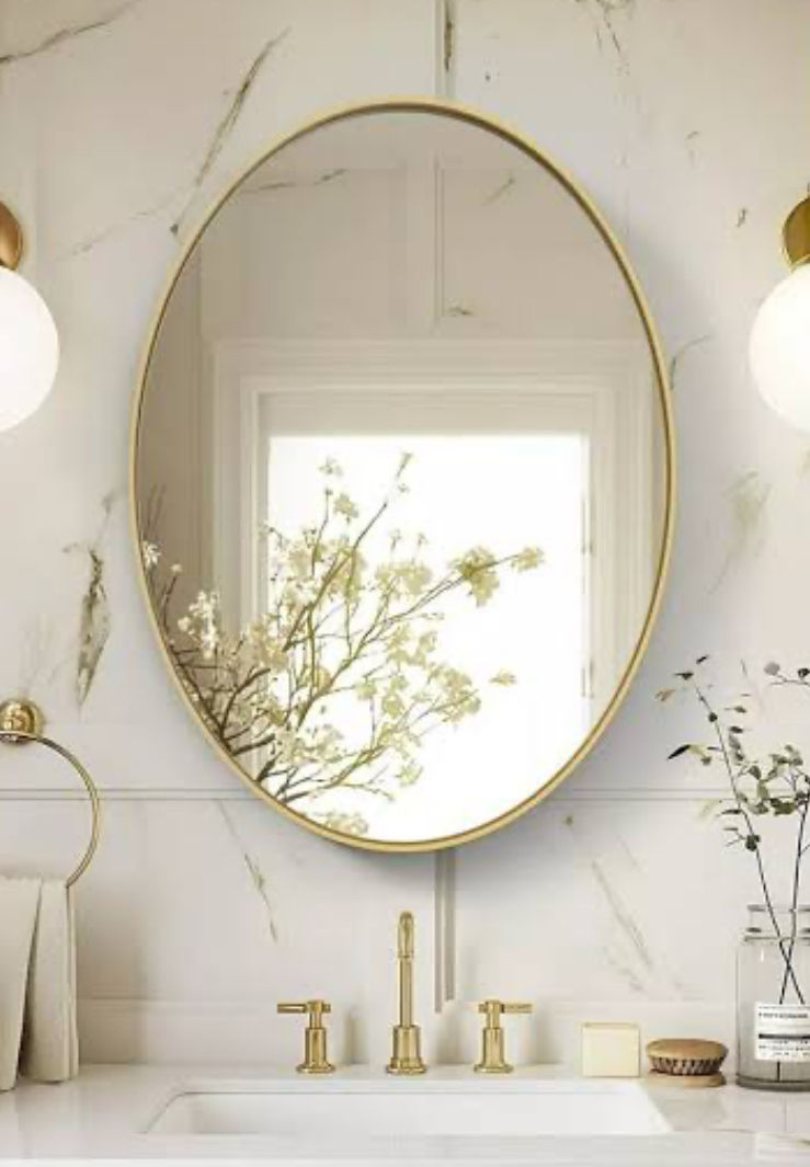 Decorative Hanging Wall Mirror Gold - 80x60cm