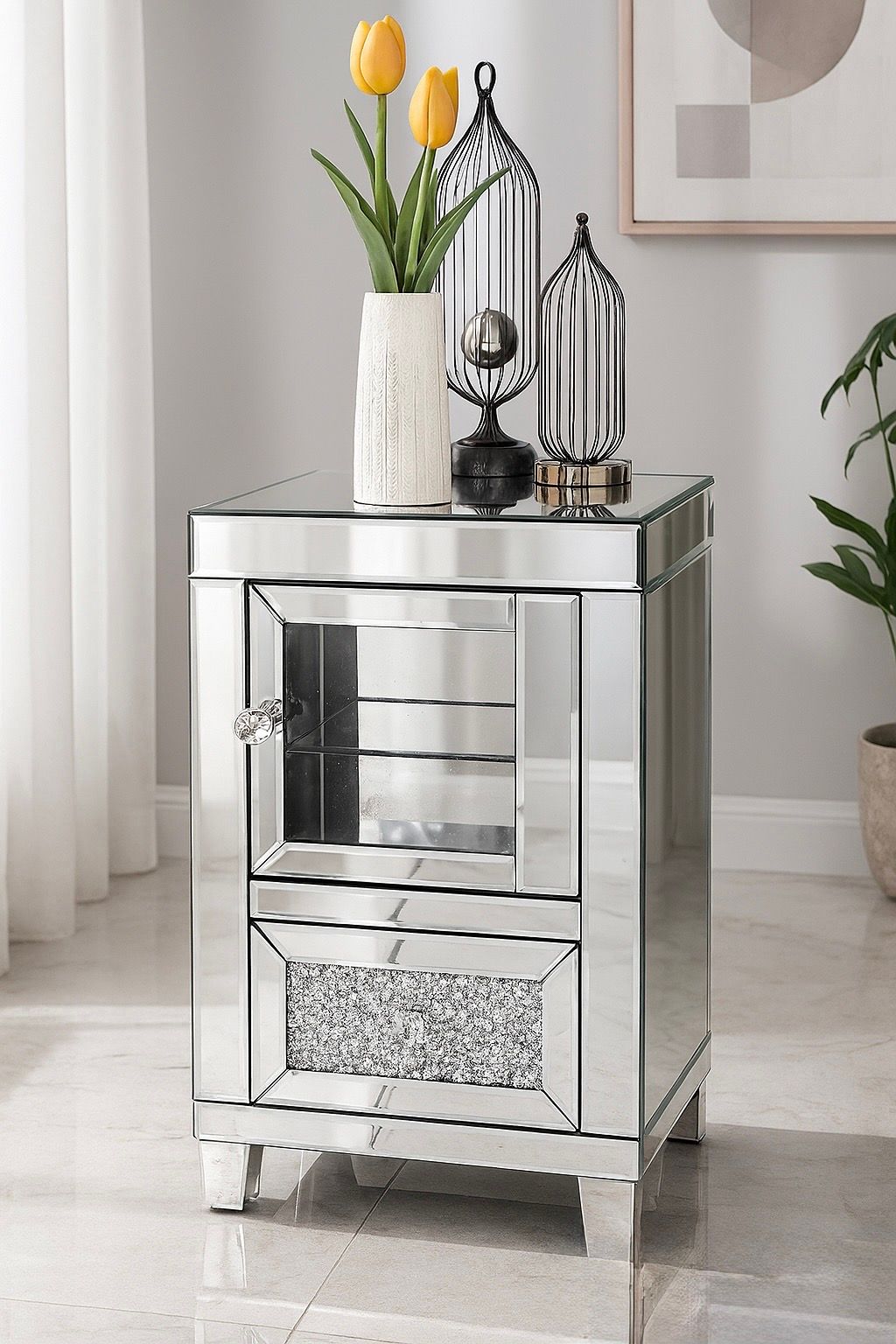 Prestige Home - Otam Mirrored Pedestals - Set of 2 - Silver