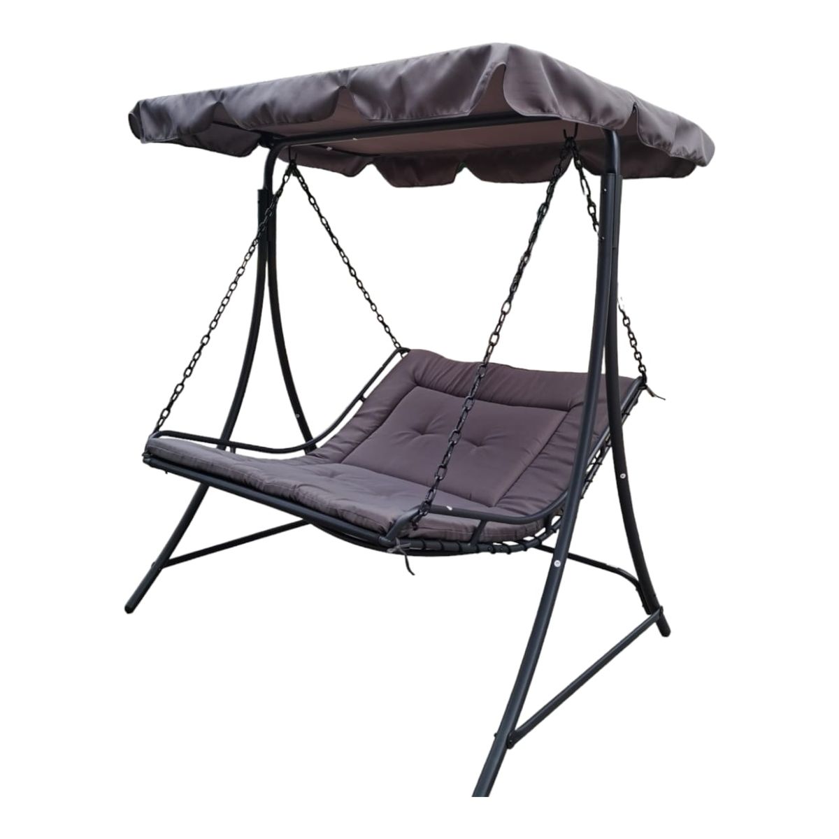 Ziyane - 3 Seater Metal Swing Chair with Canopy-Grey