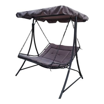 Ziyane - 3 Seater Metal Swing Chair with Canopy-Grey