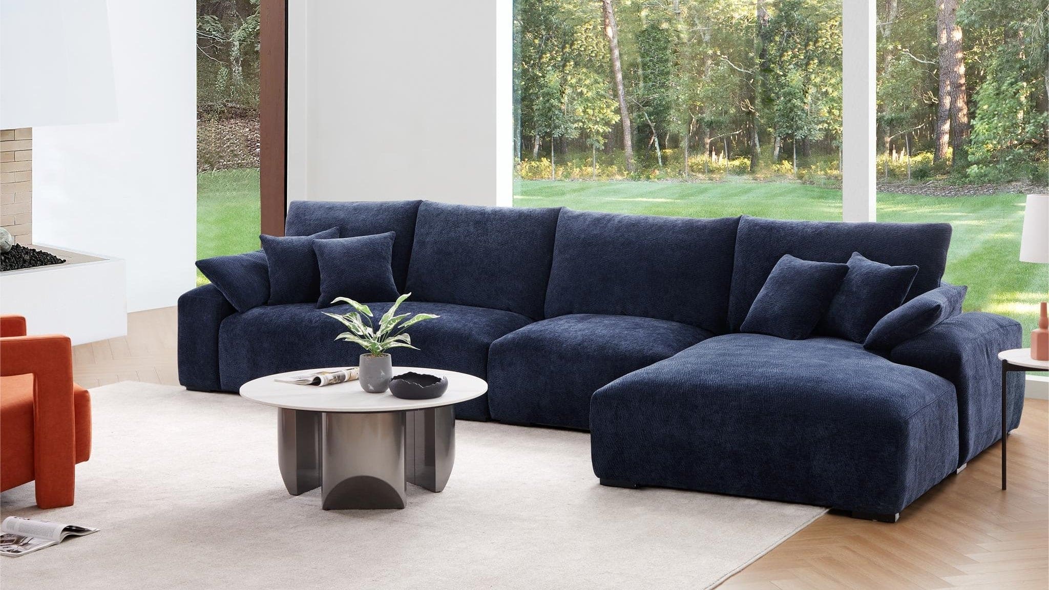 Empress Linen 5 Seater Convertible Sofa - Yellow