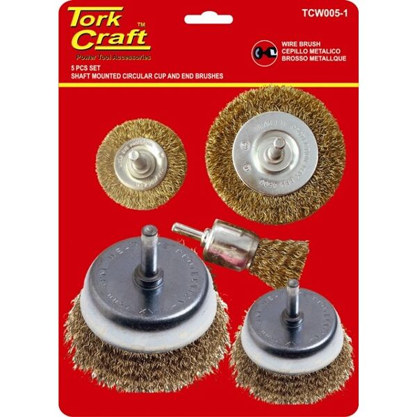 Wire Brush Set 5Pce With 6Mm Shaft Cup/Circ/End