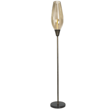 Metal Floor Lamp with Cognac Glass On / Off Foot Switch