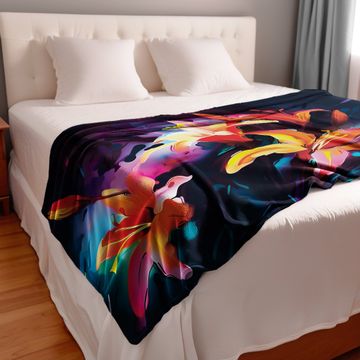 Lillies at Midnight Large Light Weight Fleece