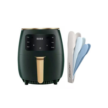 Silver Crest XL Digital Air Fryer Including a Nesting Tongs Set - Green