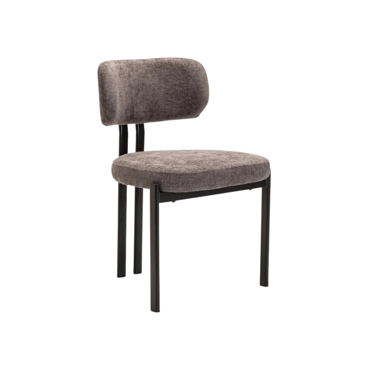Grey Fabric Dining Chair with Black Legs