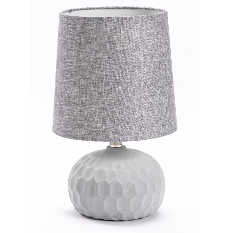 LAMP TABLE-INDENT CONCRETE BASE-GREY FABRIC SHADE