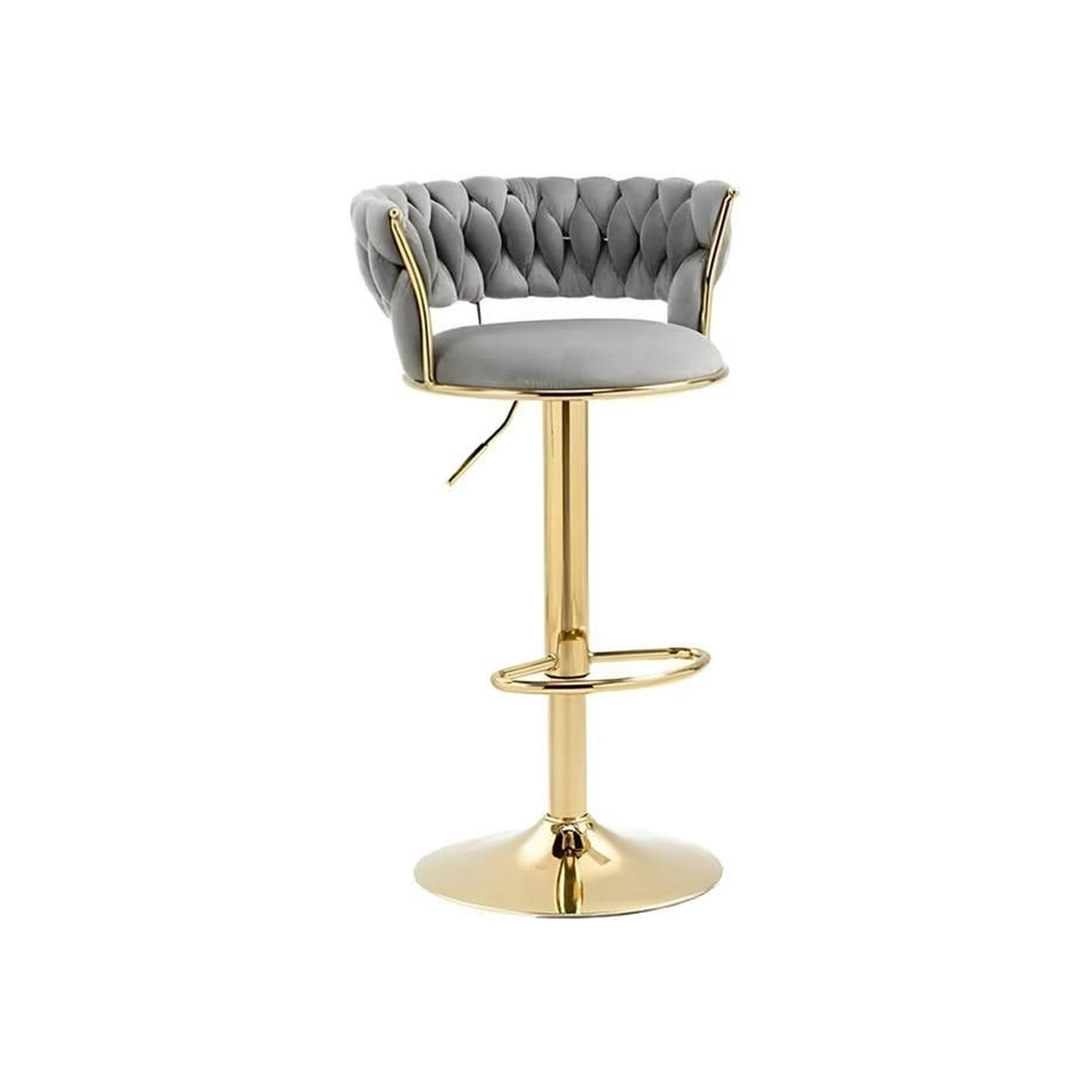 Velvet Swivel Bar Stools with Woven Back