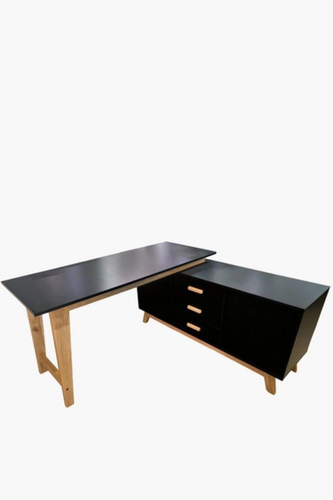 LEXI OFFICE DESK L-Shaped MDF & Wood 144 145 75 cm Modern Executive Style