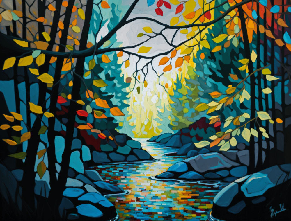 Canvas Wall Art - Canvas Wall art: River Abstract Painting  - B1261 - [120 x 80 cm]