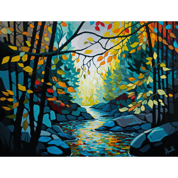 Canvas Wall Art - Canvas Wall art: River Abstract Painting  - B1261 - [120 x 80 cm]