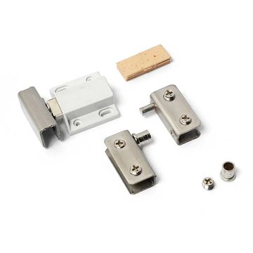 Glass Door Hinge, Chrome Plated, White Magnetic Catch (3 pack)BY WOODLY