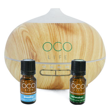 OCO Life Ultrasonic Diffuser, Humidifier & Purifier 400ml with 2 Oil Blends