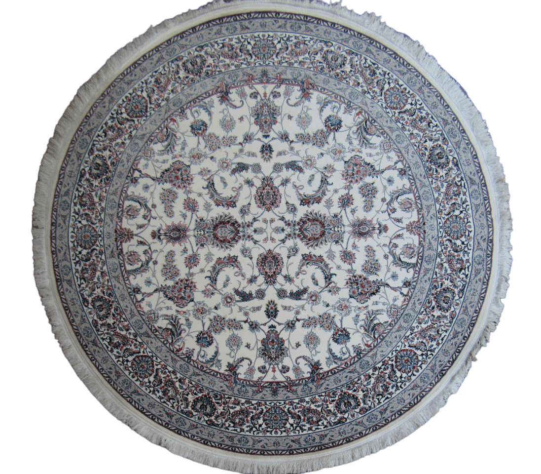 BK Carpets & Rugs –  Persian Inspired Round Rug – White  & Red - 2 x 2m