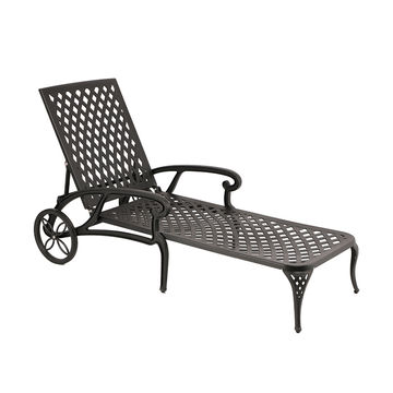Lattice Aluminium Pool Lounger / Garden Recliner / Sun Lounger - BLACK