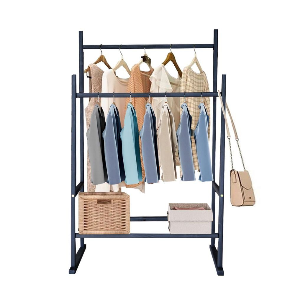 Coffee Horizontal Wall Mounted Bamboo Coat Rack Clothing Hat Hooks 230 x  600 mm