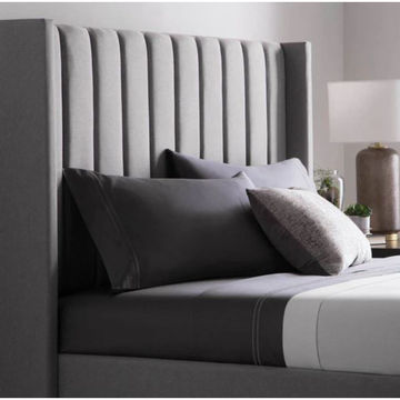 Myra Stripped Wing Headboard Three Quater Grey