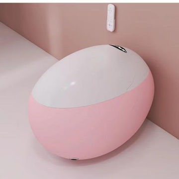 Egg-Shaped Smart Toilet with Tankless Bidet & Remote- Pink