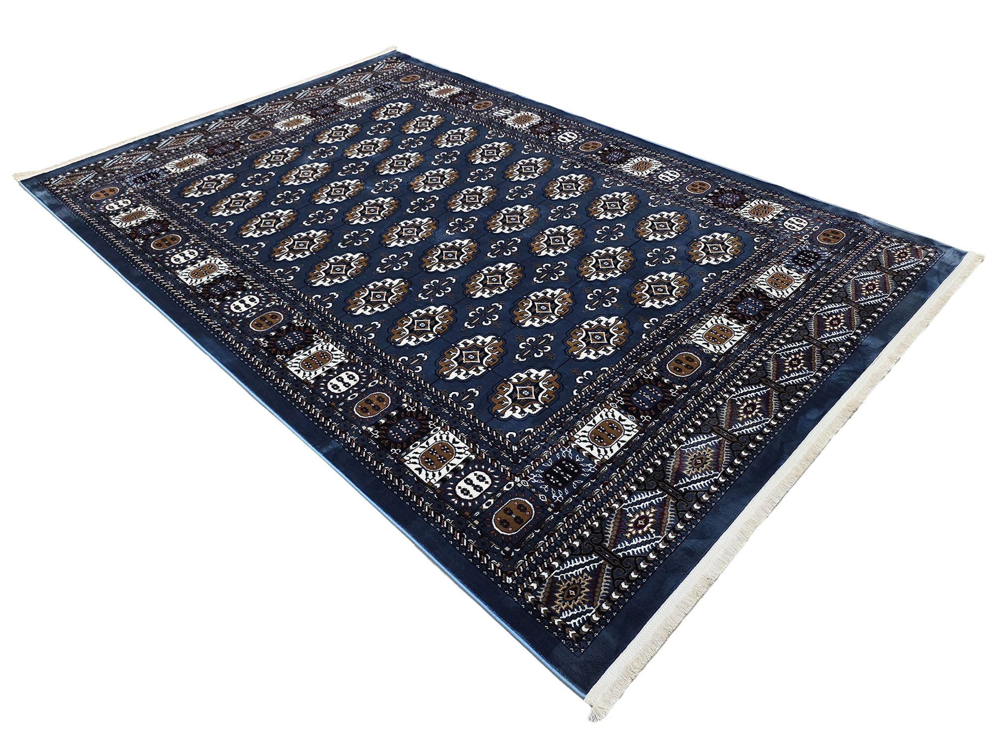 Blue Bukhara Design Machine Made Carpet - 290 x 200 CM