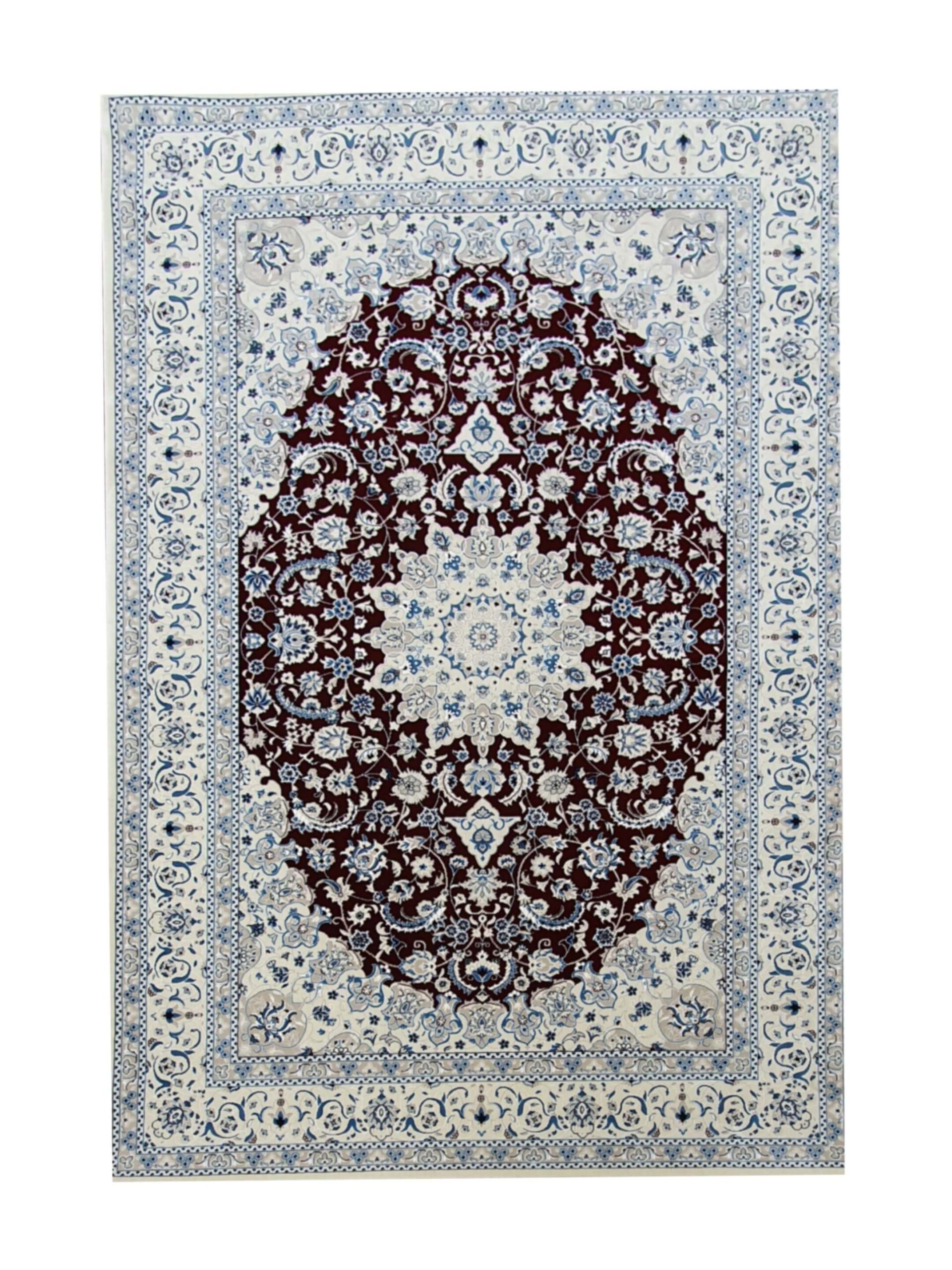 BK Carpets - Persian Inspired Nain Rug - Cream - Maroon Red - 2m x 2.9m