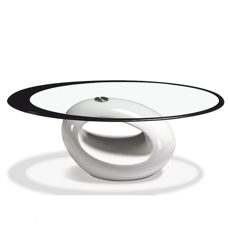 Coffee Tables - Oval Tempered Glass - White