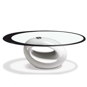 Coffee Tables - Oval Tempered Glass - White