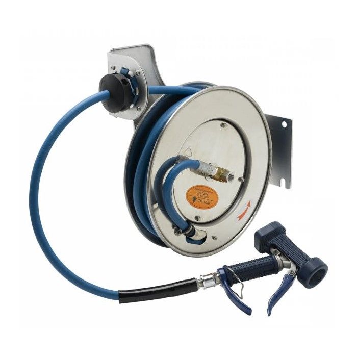 Stainless steel hose reel with hose - 10m - T&S