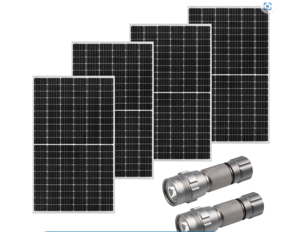 Ecco 410w Mono Solar Panel and Stier Torch - 4 Pack Combo