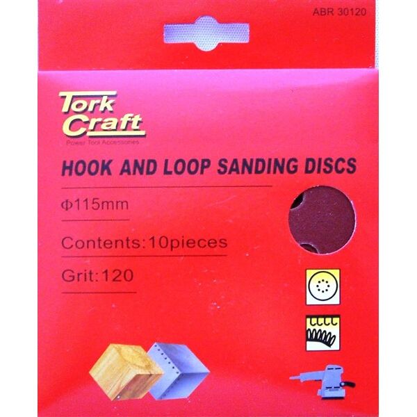 Sanding Disc 115mm 120 Grit with Holes 10 Piece Hook and Loop - 10 Pack