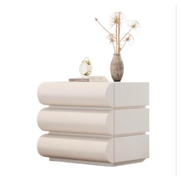 Modern Small Nightstand with Storage, Faux Leather Upholstered Bedside Table with 3 Drawers