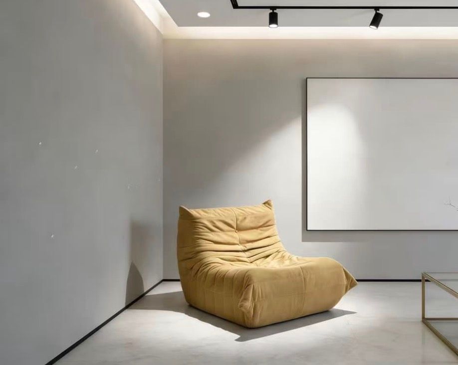 Teddy Fabric Vacuum-Compressed Memory Foam Lazy Sofa - beige