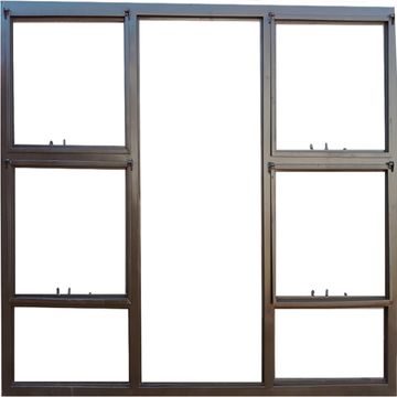 Window steel top hung Dual double window, 2400mm x 1800mm Bronze